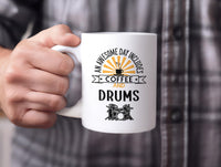 Casitika Drummer Gifts. 11 Oz Percussion Cup For Coffee And Music Lover. Mug For Drummers, Teachers or Students. An Awesome Day Includes Coffee And Drums.