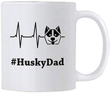 Siberian Husky Dog Dad Gifts. 11 oz White Ceramic Coffee Novelty Huskies Mug.