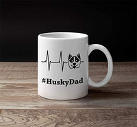 Siberian Husky Dog Dad Gifts. 11 oz White Ceramic Coffee Novelty Huskies Mug.