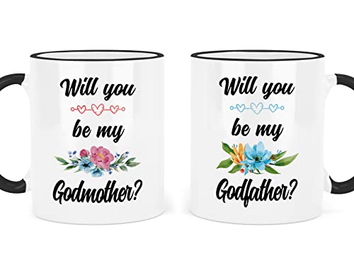 Casitika Will You Be My Godparents Proposal Gift. God Parents Presents Proposal Coffee Mug Set. 11 Oz Cup For Asking Friends Or Aunt/Uncle To Be Godparent.