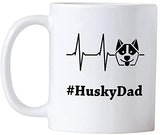 Siberian Husky Dog Dad Gifts. 11 oz White Ceramic Coffee Novelty Huskies Mug.