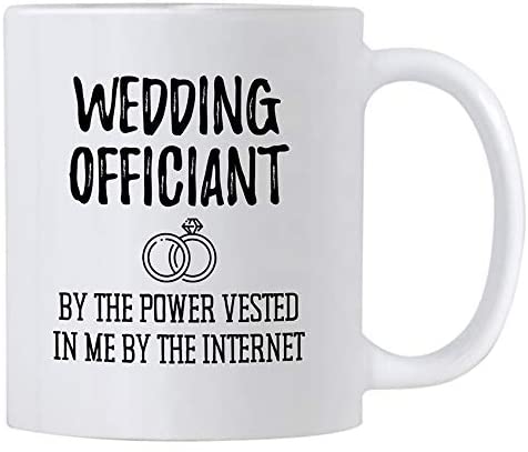 Funny Wedding Officiant Gift. 11 oz Ceramic Coffee Mug. By the Power Vested In Me By The Internet. Ideas for Gag Gifts.