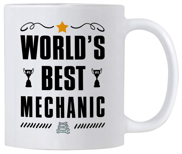 Mechanic Gifts. World's Best Mechanic 11 Ounce Coffee Mug. Cup Gift Idea for Auto Mechanics or Co-Worker.