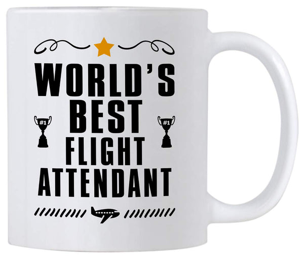 Flight Attendant Gifts. World's Best Flight Attendant 11 Ounce Coffee Mug. Cup Gift Idea for Stewardess or Co-Worker on Birthday.